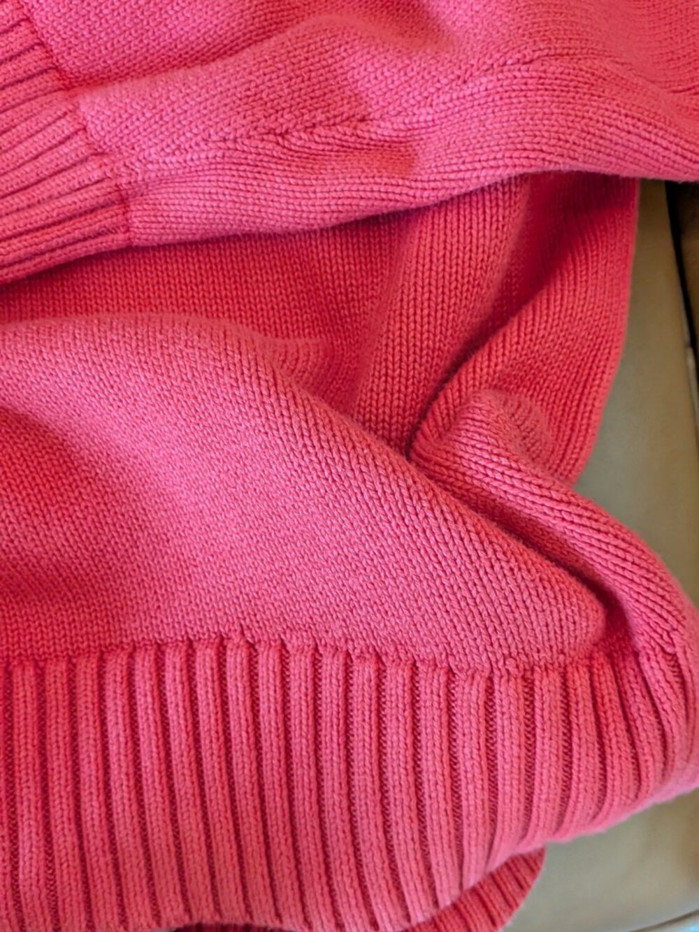 Quince 100% Organic Cotton Crewneck Sweater M Hand Dyed Coral Red - Picture 6 of 7